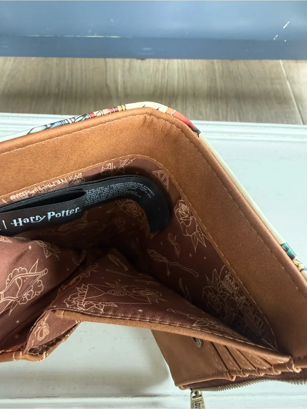 Loungefly Cream Canvas  Harry Potter  Tote with Brown Trim & Floral Zip Wallet